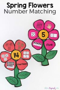 This flowers number matching activity is perfect for spring! A fun spring theme math activity for your math center!