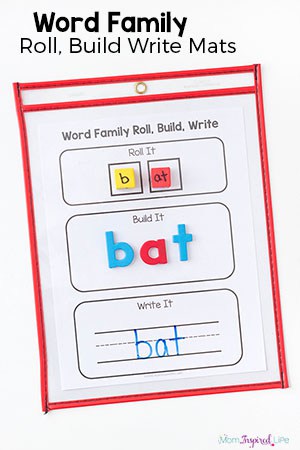 Teaching Word Families with Roll, Build and Write Mats