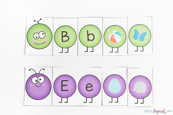 Spring theme printables letters and sounds caterpillars activity for preschoolers.