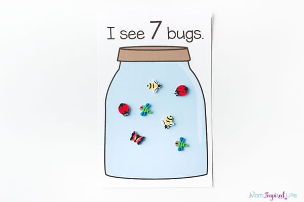 Bug jar counting mats for preschool and kindergarten.