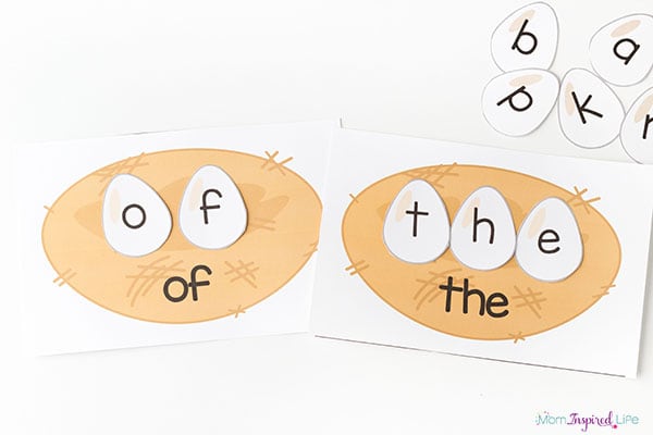 Sight word bird nests activity for spring.