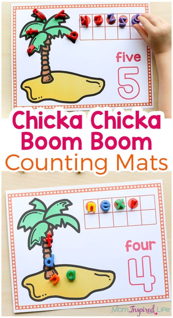 This Chicka Chicka Boom Boom math activity is perfect for your preschool lesson plans! Combine literacy and math with this hands-on math activity!