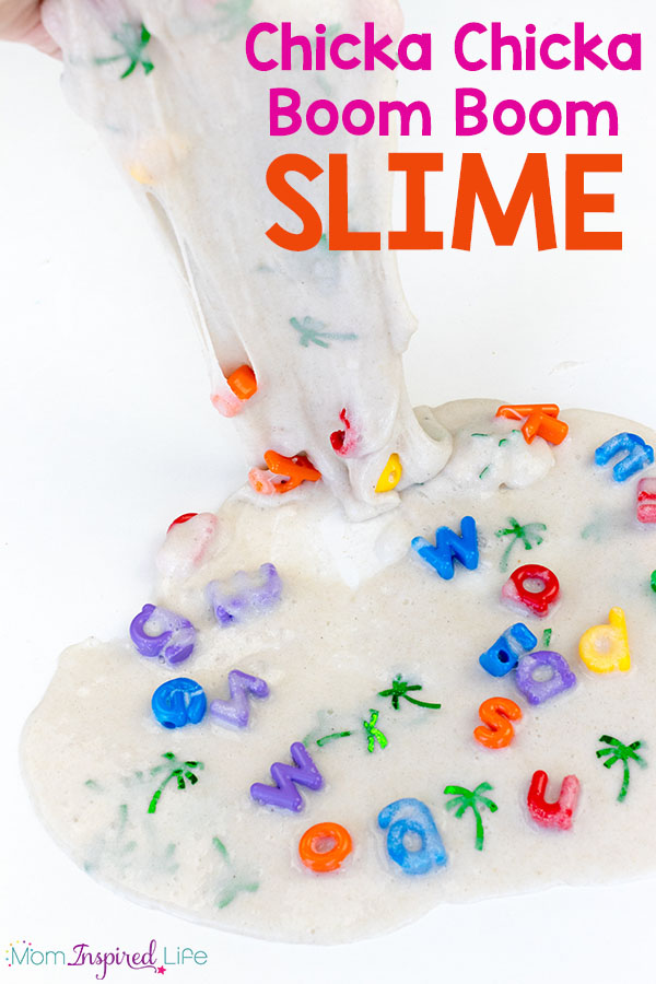 This Chicka Chicka Boom Boom slime is a fun sensory activity to go with a Chicka Chicka Boom Boom theme.