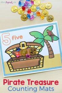 These pirate treasure counting mats make learning to count fun and exciting. They would be perfect for a preschool pirate theme or for kids who love pirates.