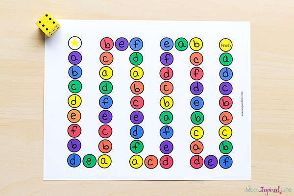 A fun printable alphabet board game.