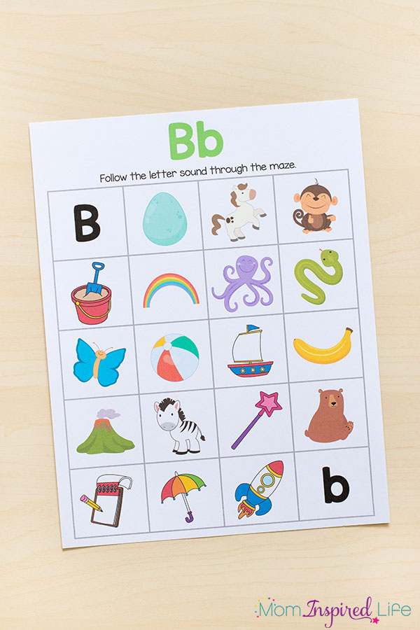 Kids love these beginning sounds alphabet mazes.