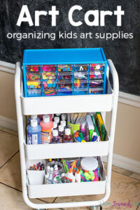 Organizing kids art supplies is easy with this art cart! Find out how I organize our art center and keep everything organized.