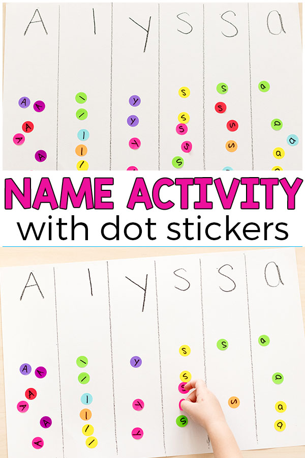 Use this dot sticker name recognition activity to teach preschoolers their name in a fun, hands-on way!