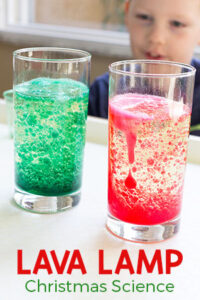 This Christmas lava lamp science experiment is a fun and exciting science activity for this holiday season.
