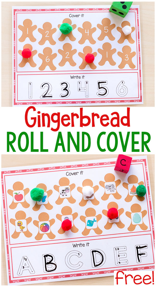 These gingerbread roll and cover mats are perfect for Christmas math and literacy centers or homeschool lessons. #Christmas #Christmasforkids #centers #math #literacy