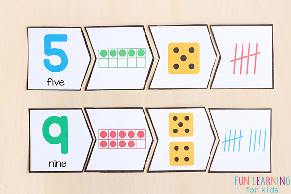 4 piece number puzzles