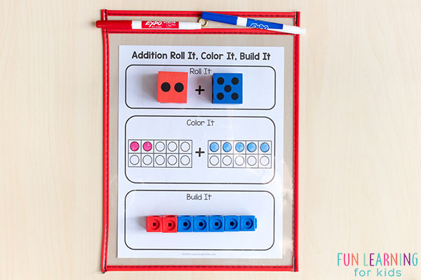 Roll, color and add mats that teach adding within 20. 