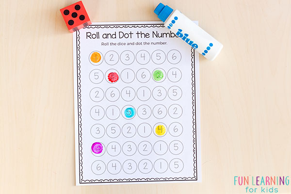 Roll and dot the number game.