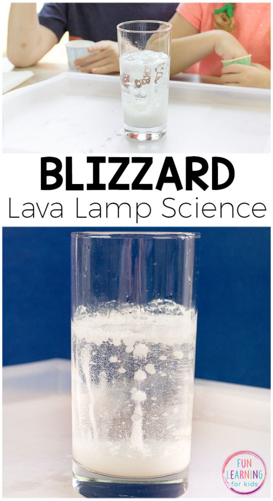 This blizzard lava lamp experiment is a super cool science activity.