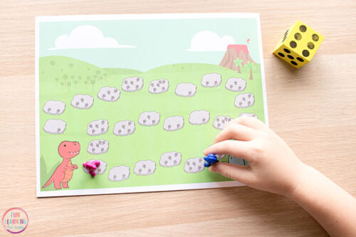 Dinosaur Board Game Counting Free Printable Activity