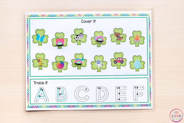 Shamrock roll and cover alphabet activities are great for literacy centers!