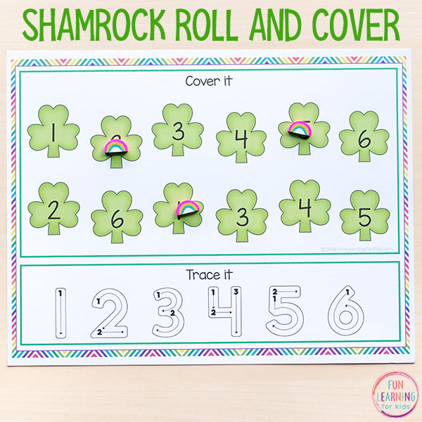 These shamrock roll and cover mats are perfect for math centers this St. Patrick's Day!