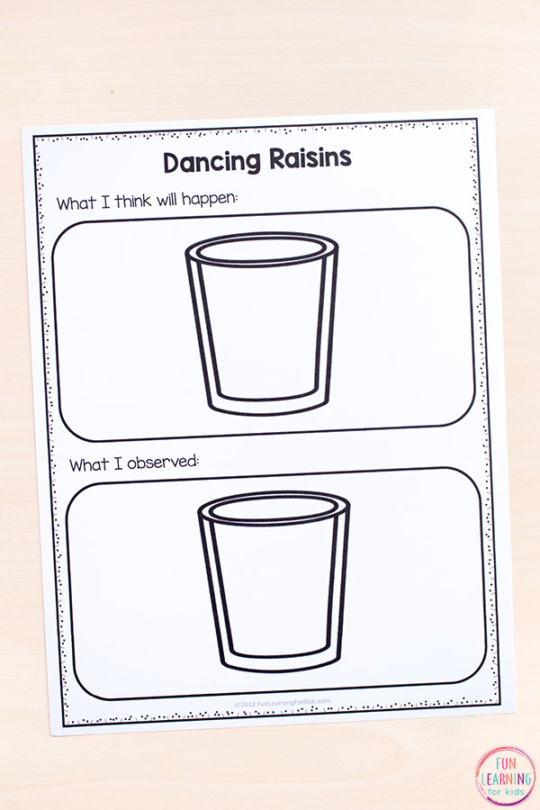 Dancing raisins printable recording sheets.