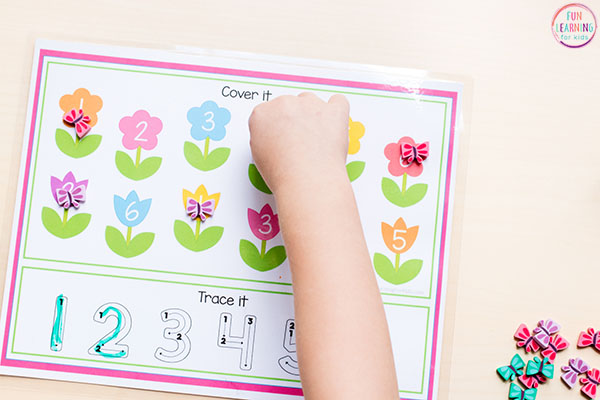 Spring numbers activity for number sense practice in your math center or homeschool lessons.