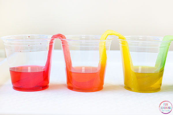 Color mixing science activity for kids.