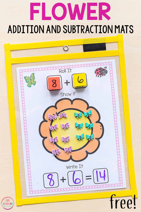 These flower addition and subtraction mats are perfect for your spring math centers!