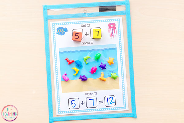 Fun ocean math activity for kindergarten and first grade!