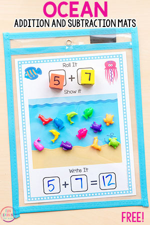 Ocean Addition and Subtraction Free Printable Mats