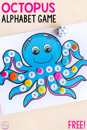 Free Printable Octopus Alphabet Game for Preschool