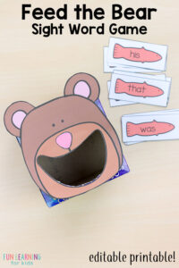 Feed the bear sight word game. A fun way for kids to learn sight words!