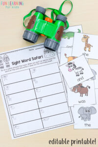 Sight word safari read and write the room activity.