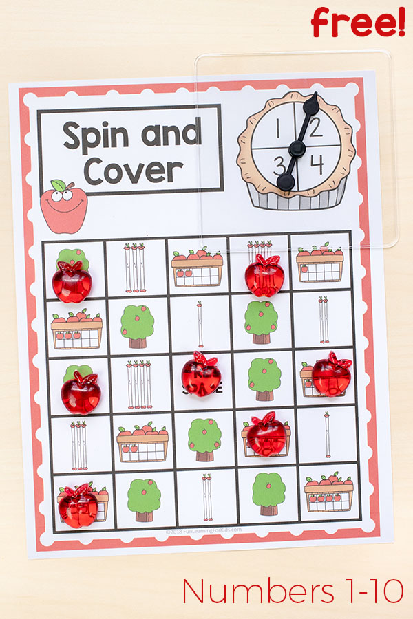 This apple spin and cover game is a fun fall math game to add to your math centers!