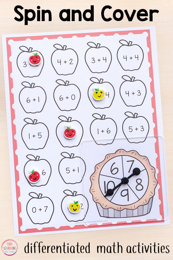 Apple spin and cover differentiated addition games.