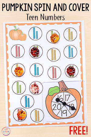 Differentiated Pumpkin Theme Spin and Cover Math and Literacy Activities