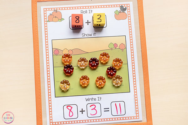 These pumpkin addition mats are perfect for your fall math centers in kindergarten and first grade.