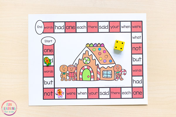 Editable gingerbread boy board game for fun and learning this Christmas!