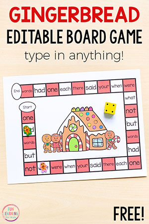Editable Gingerbread Board Game Free Printable