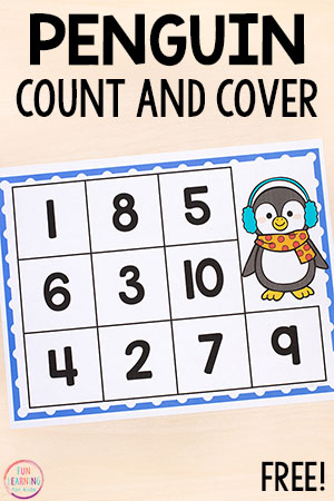 Penguin Count and Cover Printable Counting Activity Mats