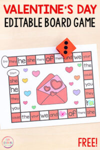Editable Valentine's Day board game for math and literacy centers.