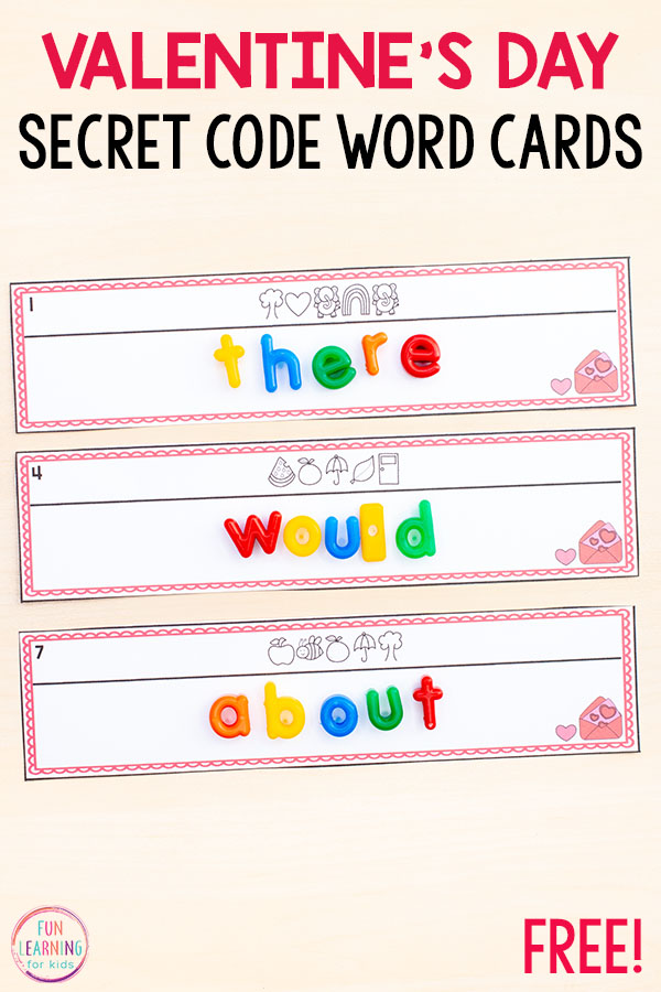 These Valentine's Day secret code word cards make learning sight words and spelling words so much fun!