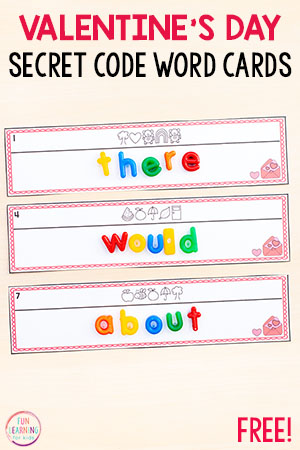 Valentine’s Day Secret Code Words for High Frequency Words