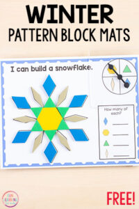 Grab these winter pattern block mats and add them to your winter math centers in preschool, kindergarten, first or second grade!