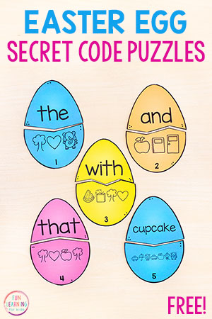 Easter Secret Code Puzzles for Word Work