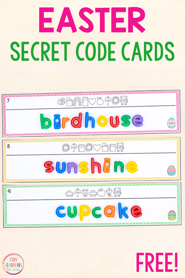 Use these Easter secret code word cards to work on spelling words, sight words, CVC words and more!