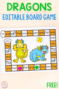 This editable dragon board game is a fun literacy activity for your fairy tale theme or just for fun.