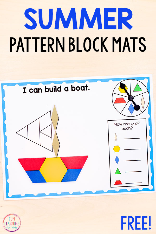 Fun summer beach pattern block activities for your math centers.