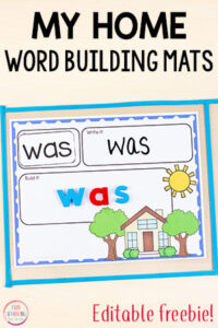These free editable my home word building mats are perfect literacy centers during an all about me theme or my family theme. Use them for names, word work, sight words, spelling words and more!