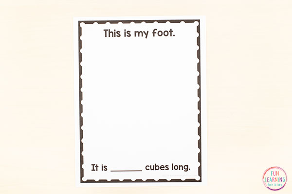 All about me foot measurement math activity.