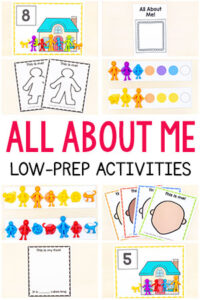 These all about me activities are perfect for your all about me theme in preschool, pre-k, or kindergarten. They are low-prep and lots of fun!
