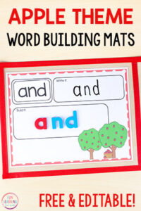 Apple word building mats for word work in your literacy centers this fall. Teach sight words, spelling words, and even names!