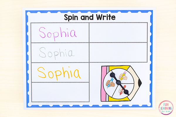 Get name writing practice with this fun name activity for preschool and kindergarten.
